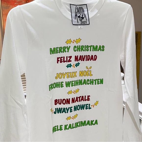 💥NWOT💥 WHOOPI GOLDBERG Merry Christmas Greetings T-Shirt  Size Small - Picture 6 of 8